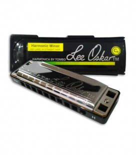 Photo of harmonica Lee Oskar Harmonic Minor with the boxa