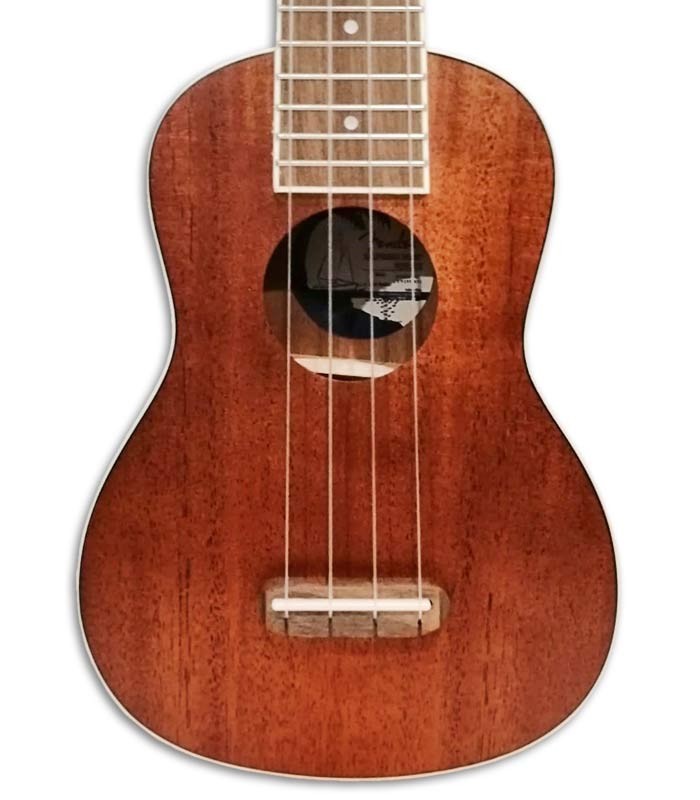 Photo of the Fender Soprano Ukulele model Seaside top and bridge