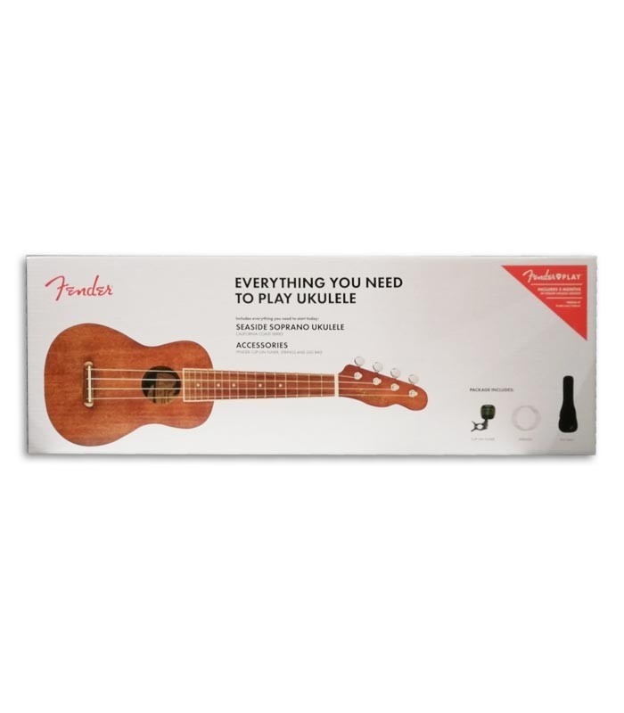Cover of box of Fender Soprano Ukulele Pack Seaside natural