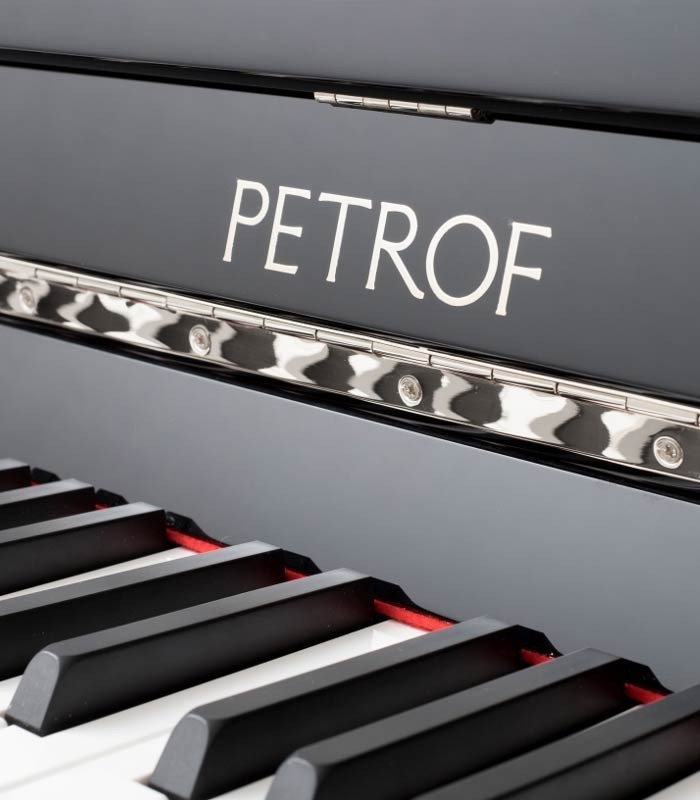 Photo of the Upright Piano Petrof model P118 S1 of the Middle Series front and in three quarters