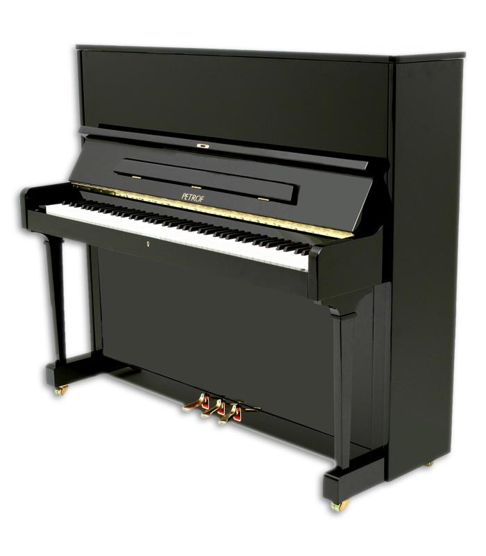 Photo of the Upright Piano Petrof model P125 F1 of the Higher Series front and three quarters