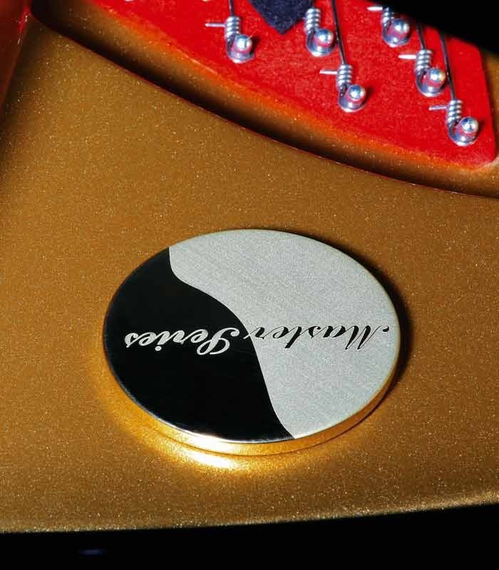Photo detail of the tag of the master series of the Grand Piano Petrof P237 Moonsoon