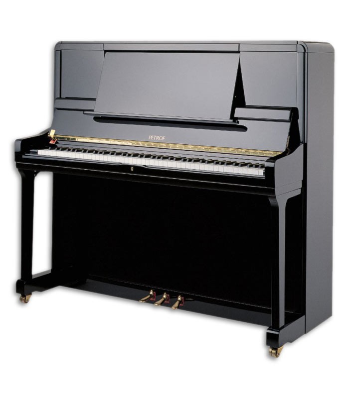 Photo of the Upright Piano Petrof model P135 K1 from the Highest Series front and in three quarters