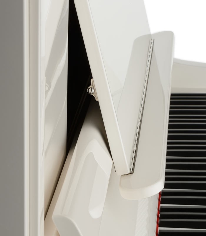 Photo detail of the keyboard and music stand of the Upright Piano Petrof P135 K1