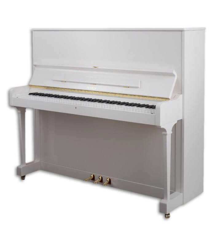 Photo of the Upright Piano Petrof model P125 F1 of the Higher Series front and three quarters