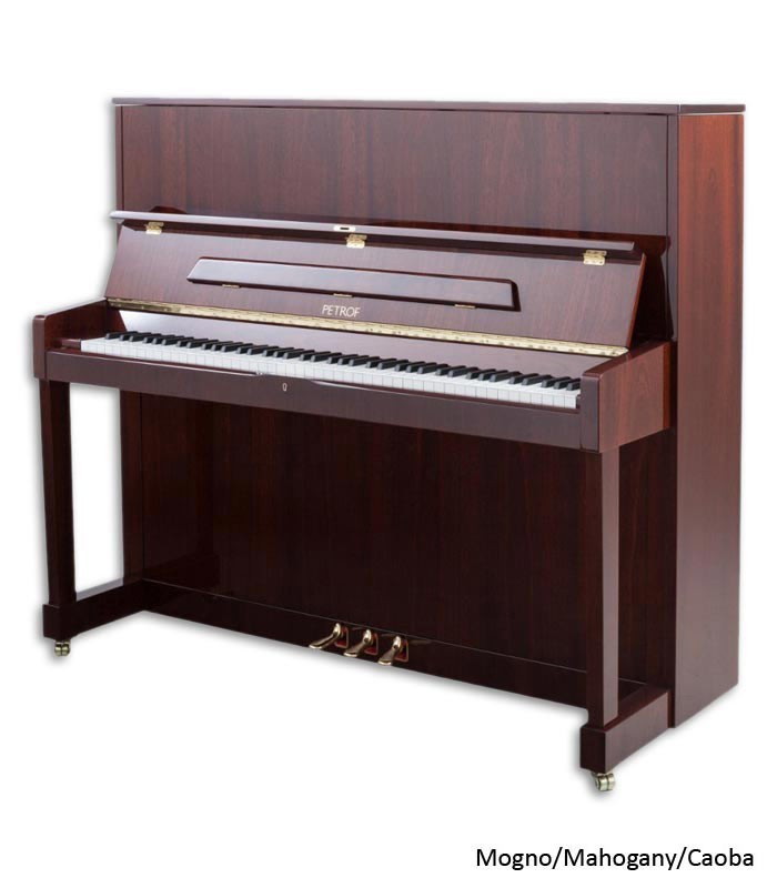 Photo of the Upright Piano Petrof P125 M1 with a mahogany cabinet