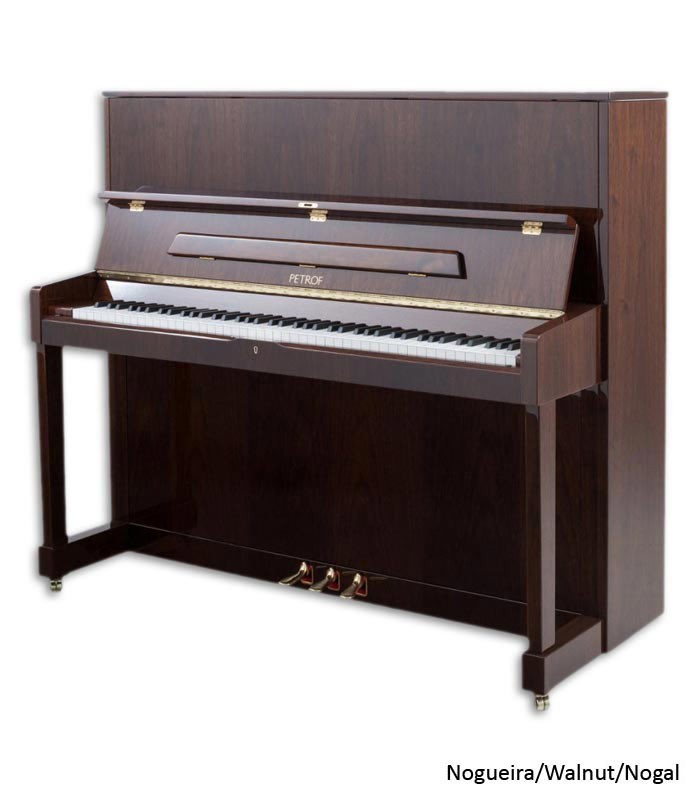 Photo of the Upright Piano Petrof P125 M1 with a walnut cabinet