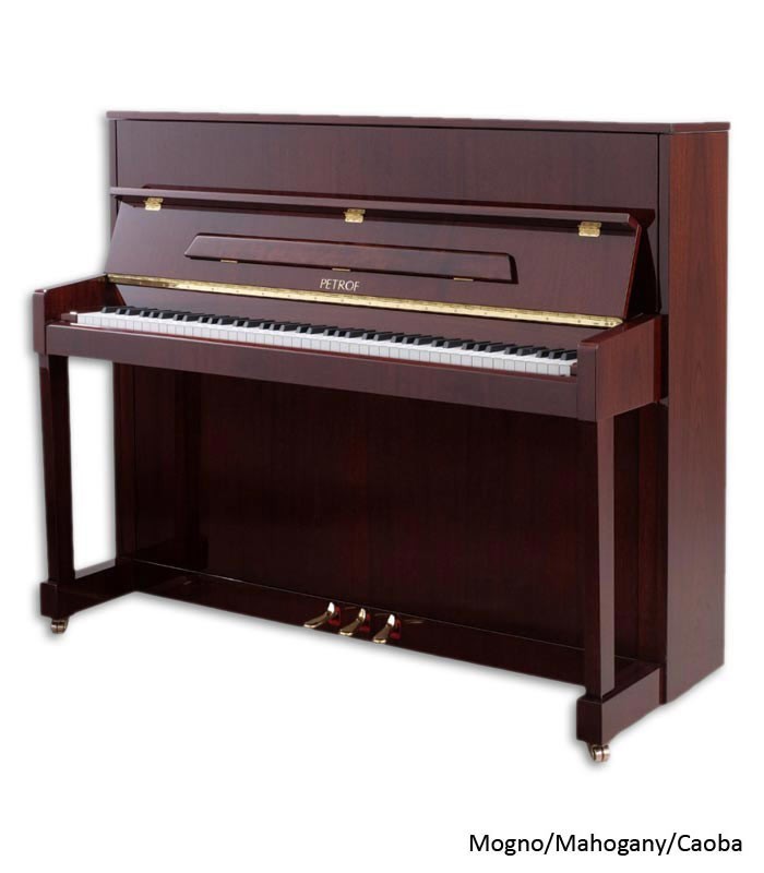 Photo of the Upright Piano Petrof P118 M1 with a mahogany cabinet