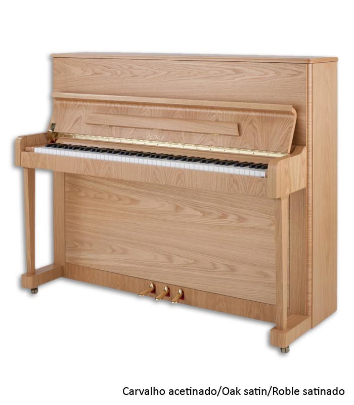 Photo of the Upright Piano Petrof P118 P1 with a satin oak cabinet