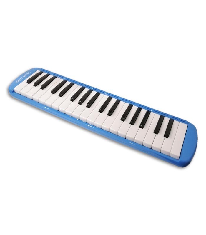 Photo of the Melodica Record M 37 Blue front and in three quarters