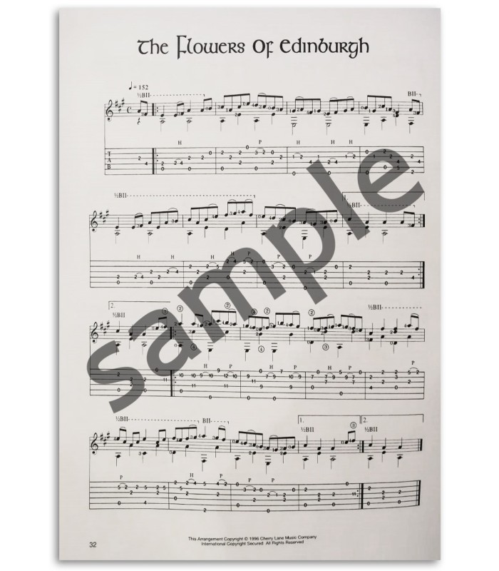 Photo of a sample of the Folk Songs for Solo Guitar book