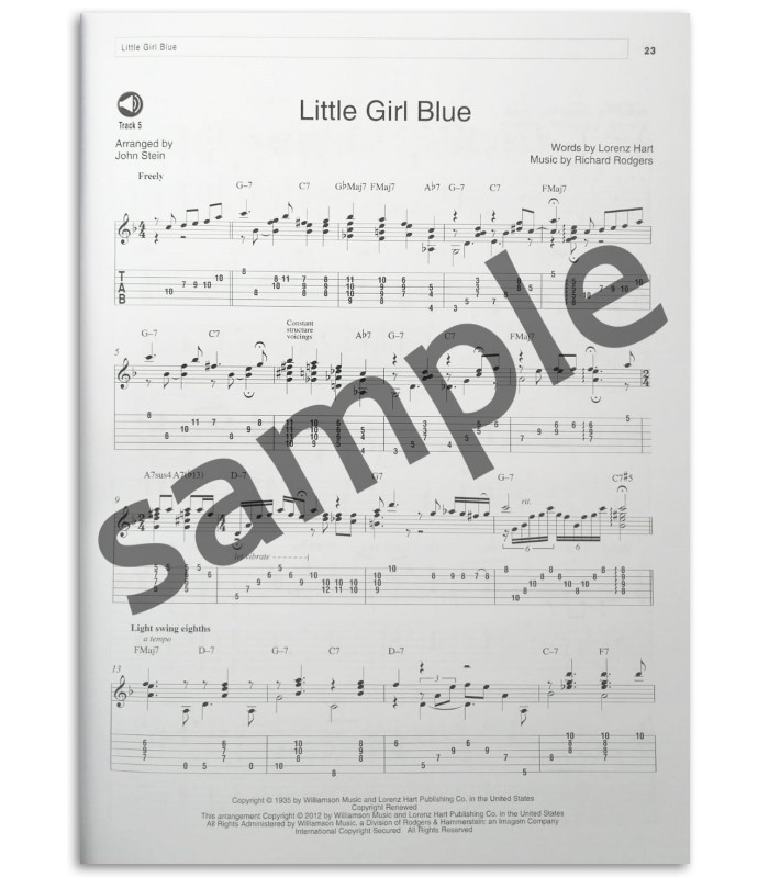 Photo of another sample from the Jazz Standards for Solo Guitar John Stein Berklee book