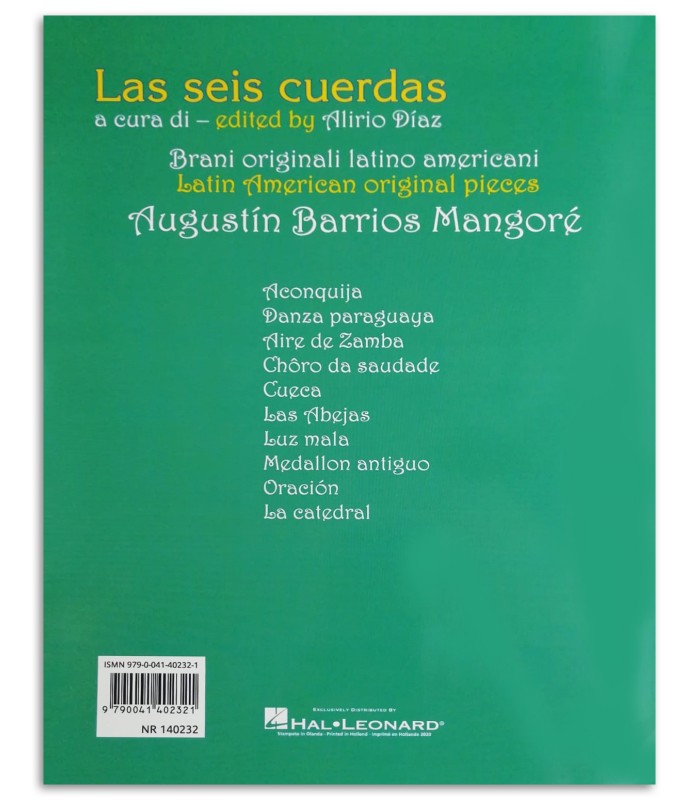 Photo of the Las Seis Cuerdas Agustin Barrios Mangoré Guitar book backcover