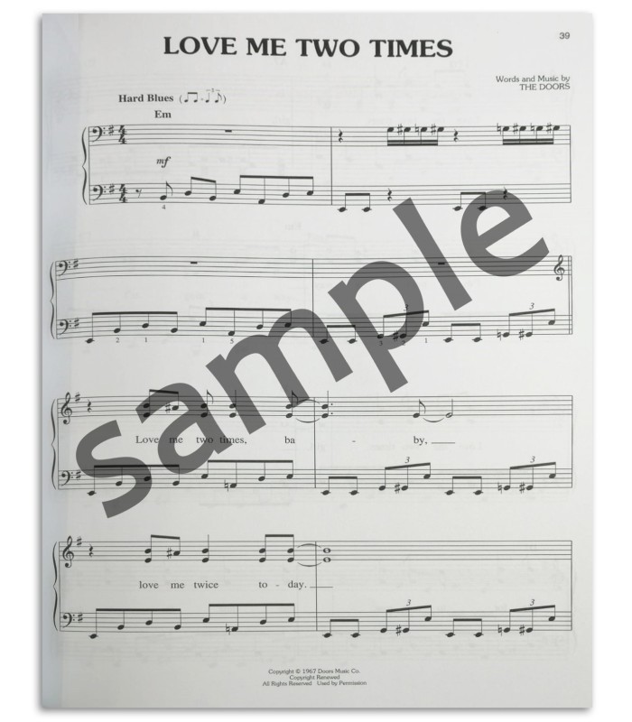 Photo of a sample from The Doors Easy Piano book