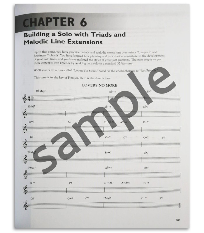 Photo of a sample from the Jazz Improvisation for Guitar Garrison Fewell book