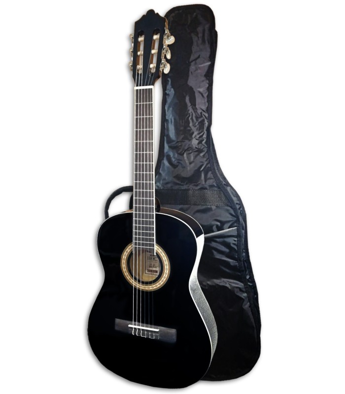 Photo of the Classical Guitar Ashton model SPCG-34BK with the bag