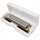 Photo of the Harmonica Lee Oskar model Tombo Folk Blues in G inside the case