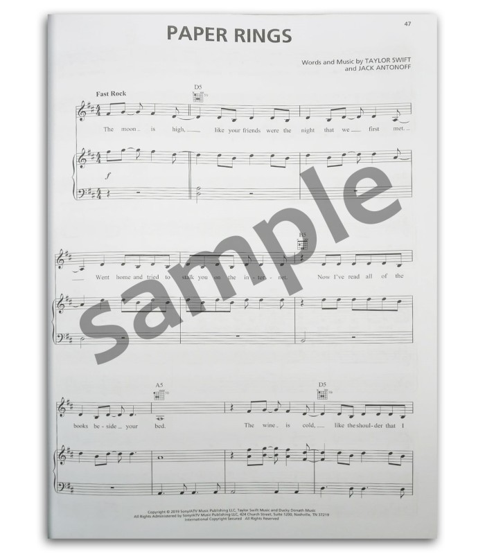 Photo of a sample from the Taylor Swift Lover's book