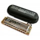 Photo of the Harmonica Hohner Marine Band de Luxe in C with a case