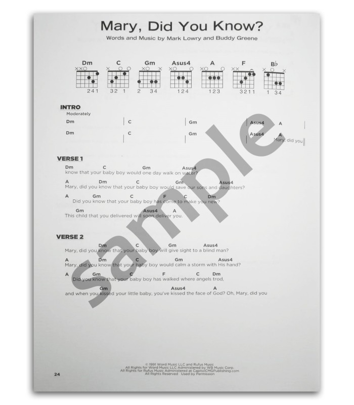 Photo of a sample from the Christmas Songs Really Easy Guitar's book