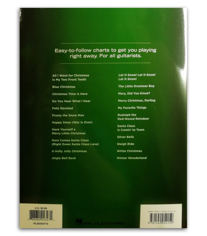 Photo of the Christmas Songs Really Easy Guitar's book backcover