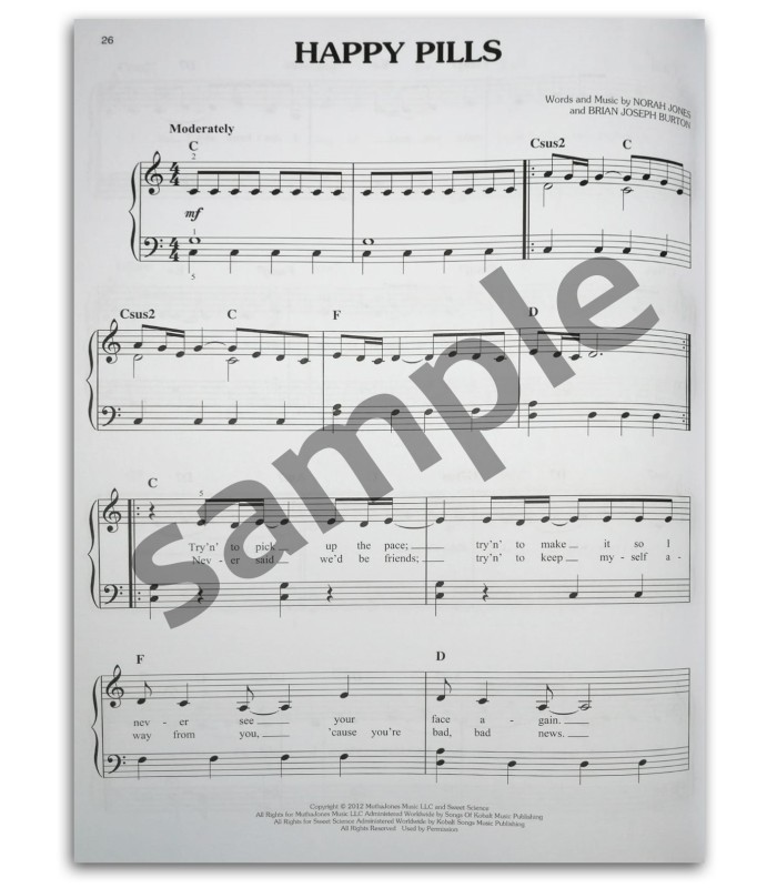 Photo of a sample from the Best of Norah Jones's book