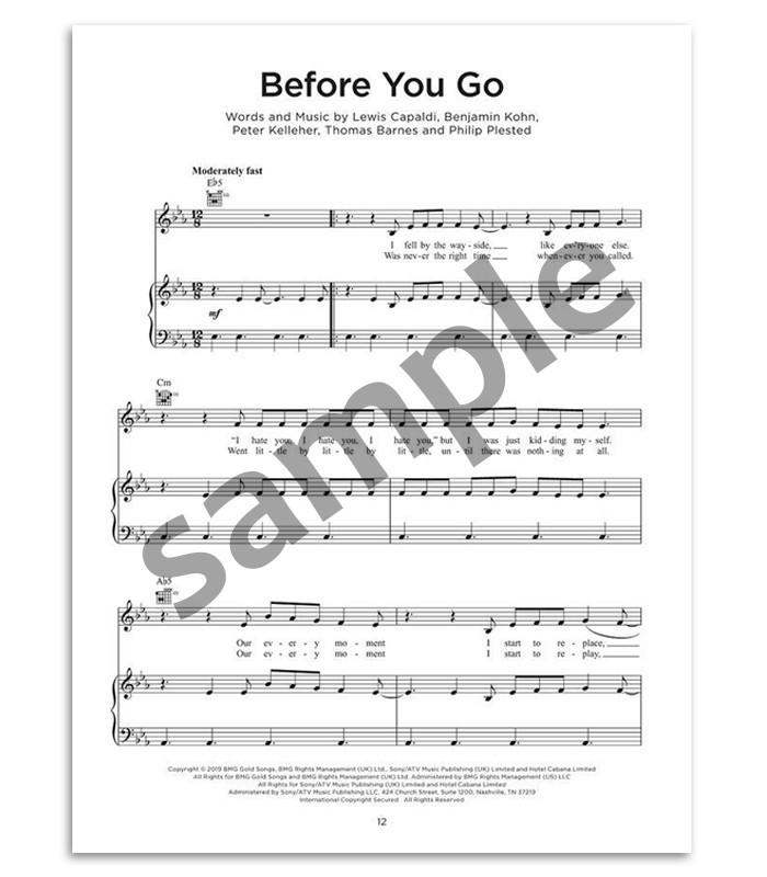 Photo of a sample from the Top Hits of 2020 PVG's book