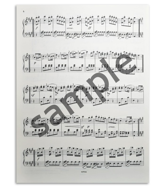 Photo of a sample from the Mozart Turkish March Sonata A M KV331's book