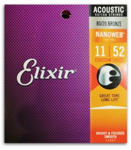 String Set Elixir 11027 Acoustic Guitar Bronze Nanoweb Custom Light 011