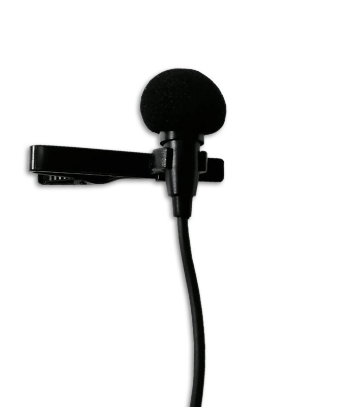 Photo of the Microphone with Clamp Audio Technica model ATR3350X with the windscreen
