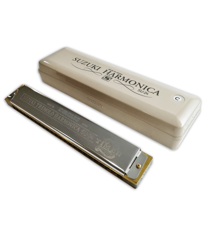 Photo of the Harmonica Suzuki model SU24C 2 Timer Tremolo in C with it's case
