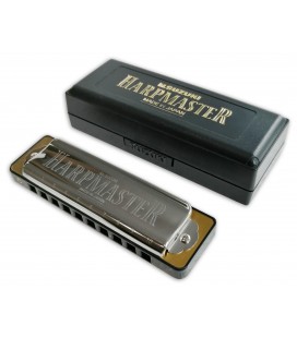 Photo of the harmonica Suzuki model MR200C Harpmaster in C with it's case