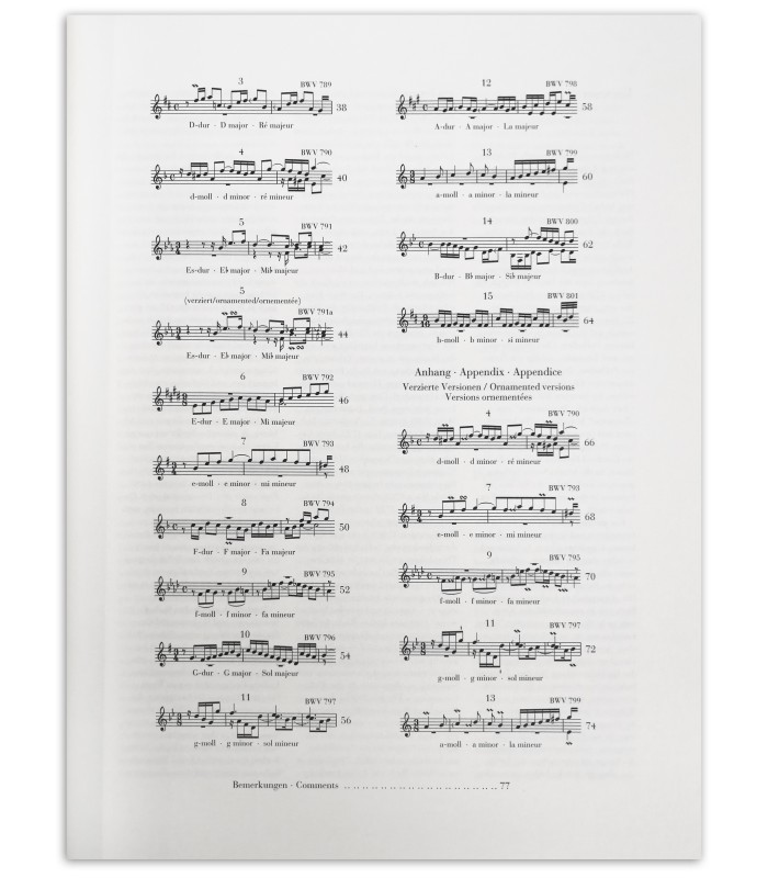 Bach Inventionen und Sinfonien BWV 772-801 Urtext's book index 2nd page