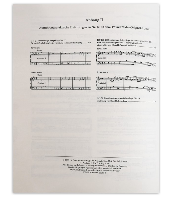 Bach the art of fugue BWV 1080's book index 3rd page