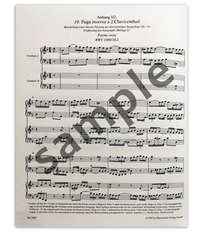 Bach the art of fugue BWV 1080's book annex sample