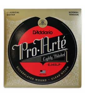 Photo of the string set Daddario model EJ45LP nylon lightly polished for classical guitar