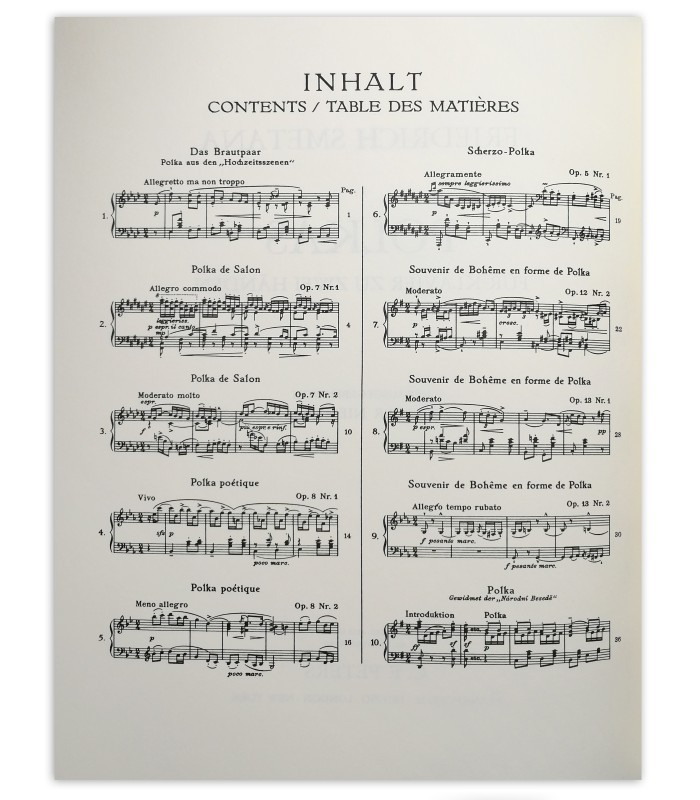 Smetana Polkas Peters's book table of contents