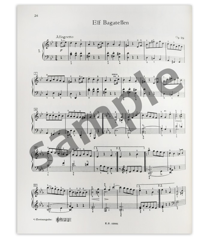Beethoven Piano Pieces Vol 1 Peters's book sample