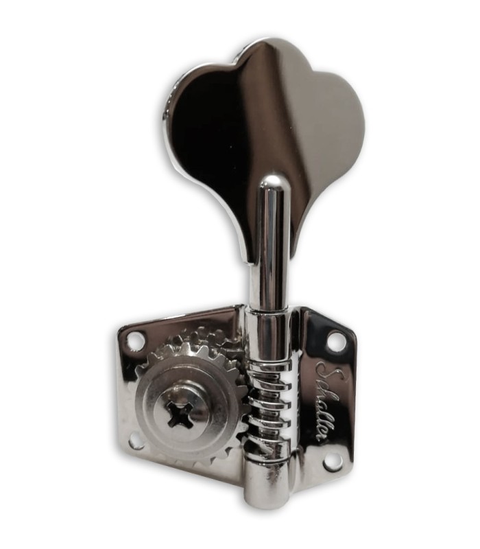Detail of one of the tuning machines Schaller model Bass BM for bass 2L 2R nickel plated