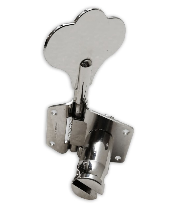 Detail of the other side of a machine head Schaller model Bass BM for bass 2L 2R nickel plated