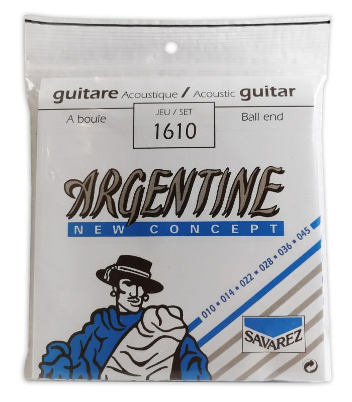 Photo of the string set Savarez Argentine model 1610 extra light 010-045W's package cover