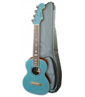 Photo of the tenor ukulele model Fender model Dhani Harrisson Turquoise with bag