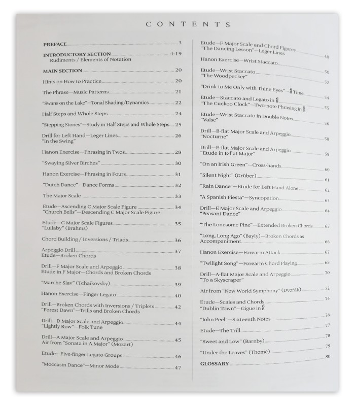 Thompson Adult Piano Course 1's book table of contents