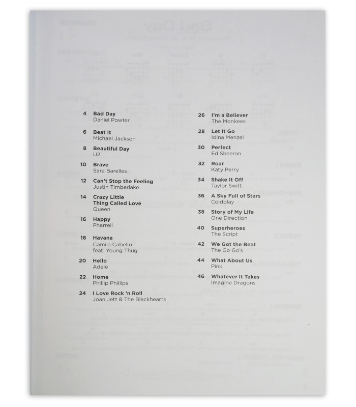 Pop Songs for Kids Really Easy Guitar's book table of contents