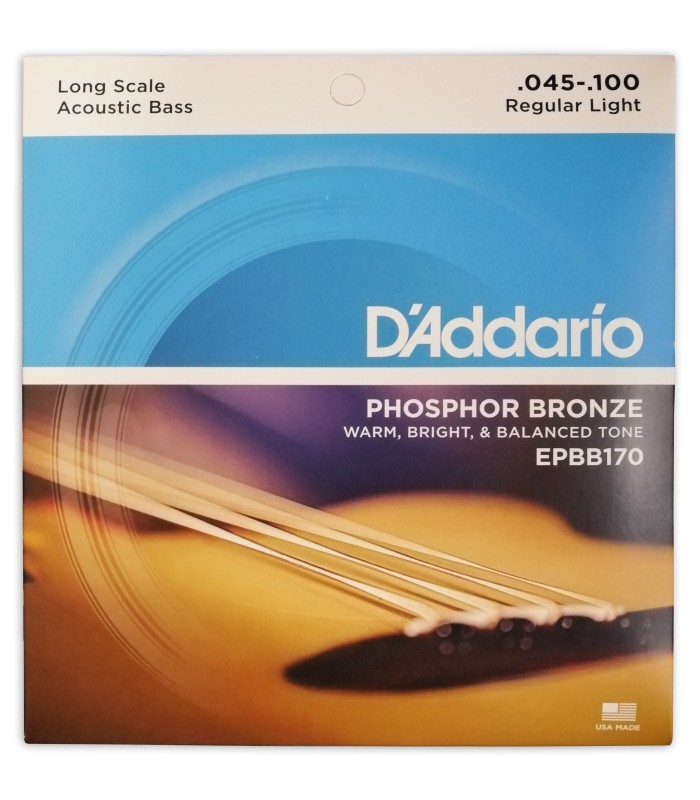 Pack cover of the string set Daddario model EPBB170 for acoustic bass 045 100 gage