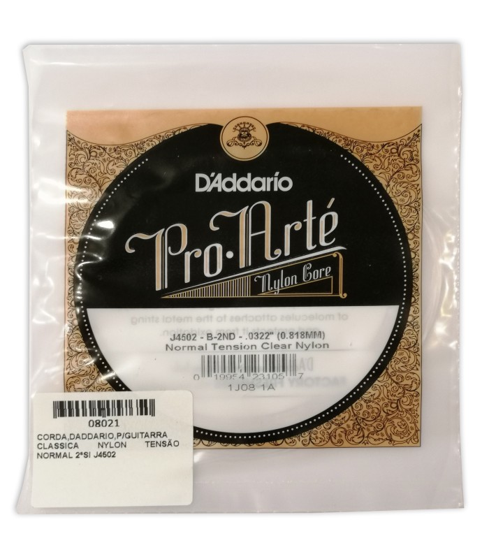 Package cover of the string DAddario model J4502 2nd B nylon normal tension for classical guitar