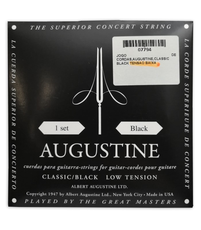 Package cover of the string set Augustine model Classic Black low tension for classical guitar