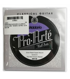 Package cover of the string set bass DAddario model SDX-3B Classical Dynacore extra high tension