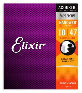 Package cover of the string set Elixir model 11002 10-47 for acoustic guitar
