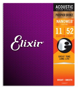 Elixir String Set 16027 Acoustic Guitar Phosphor Bronze Custom Light